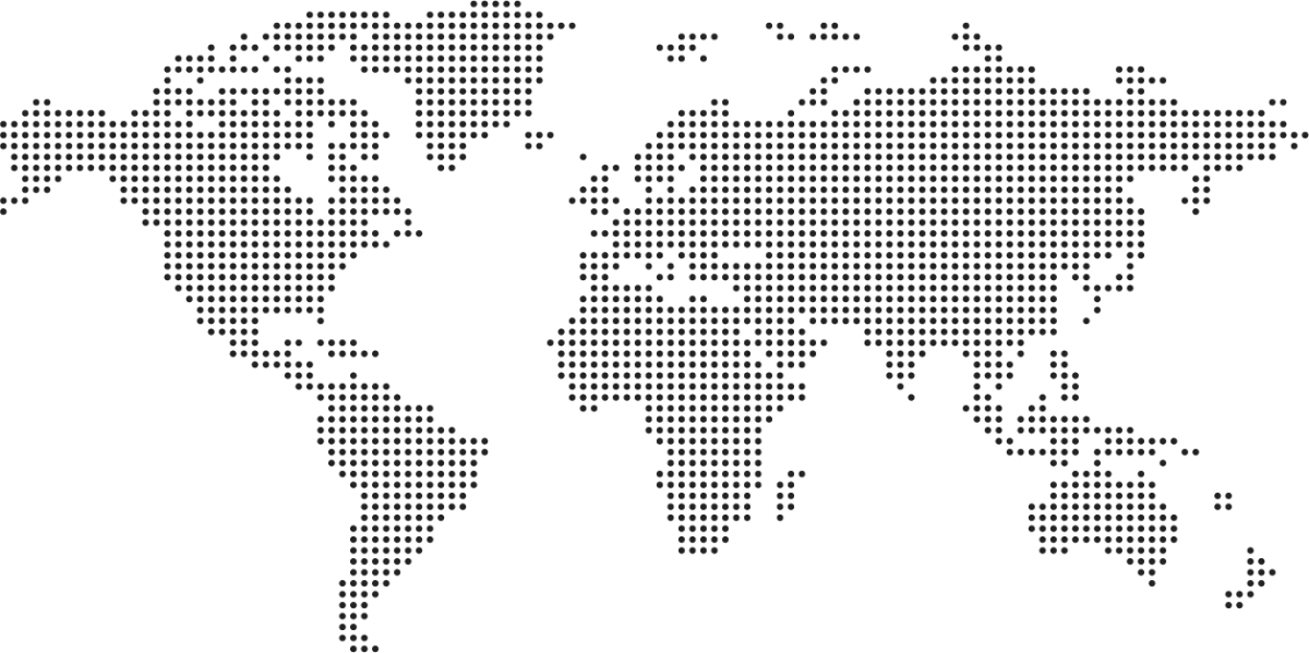Dotted world map showing service locations